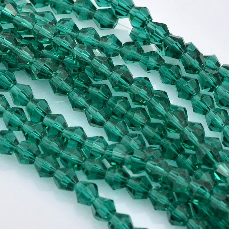 PandaHall Faceted Bicone Glass Beads Strands, Teal, 3x3mm, Hole: 1mm; about 150pcs/strand, 13.8" Glass Bicone Cyan
