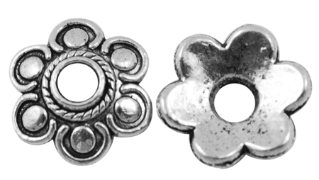 PandaHall Tibetan Silver Flower Bead Caps, 6-Petal, Lead Free & Cadmium Free, Antique Silver, about 15mm in diameter, 3mm thick, hole: 4mm...