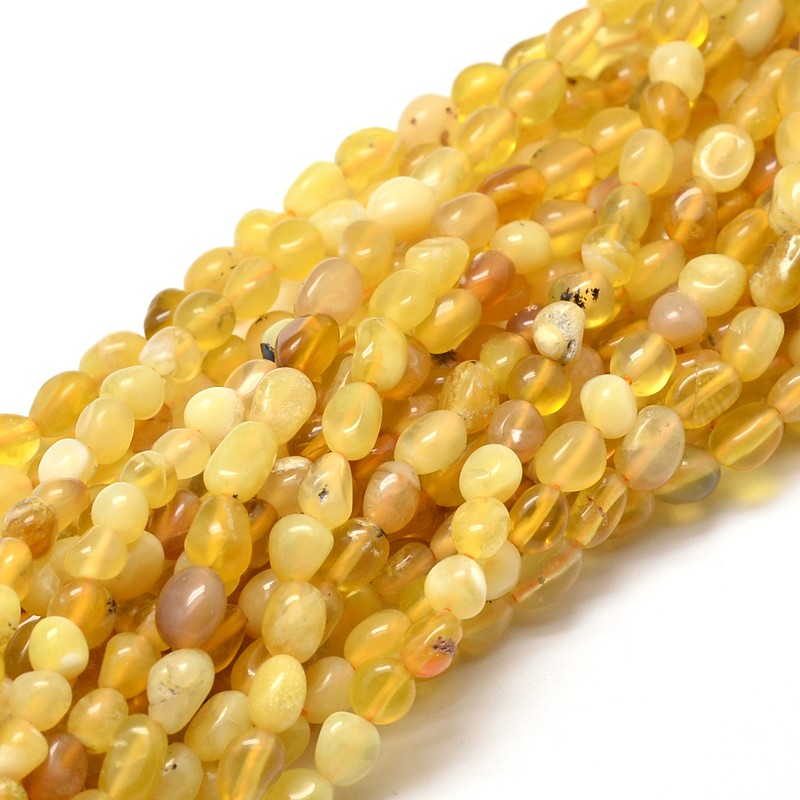 PandaHall Natural Yellow Opal Nuggets Beads Strands, 5~10x6~7x3~7mm, hole: 1mm; about 14.9"~15.7" Yellow Opal Nuggets