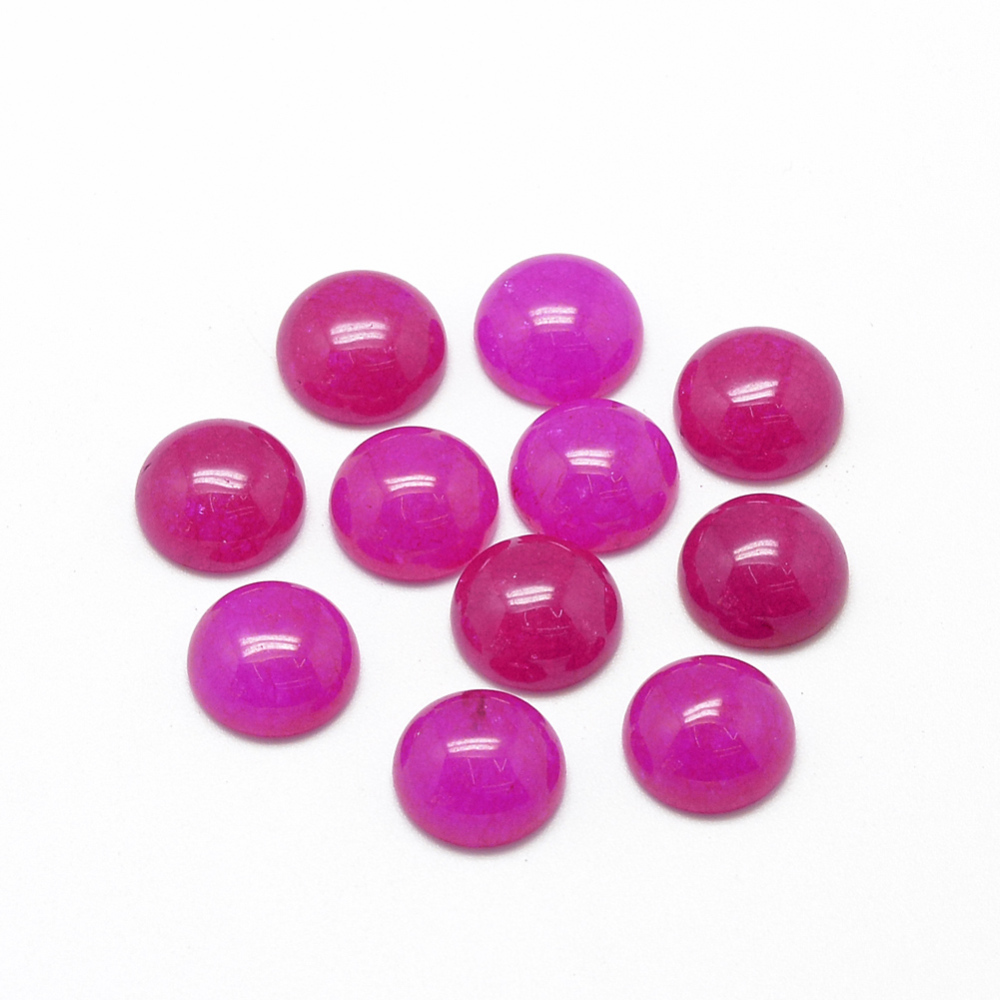 PandaHall Natural Agate Cabochons, Dyed, Half Round/Dome, Magenta, 12x5mm Agate Half Round Pink