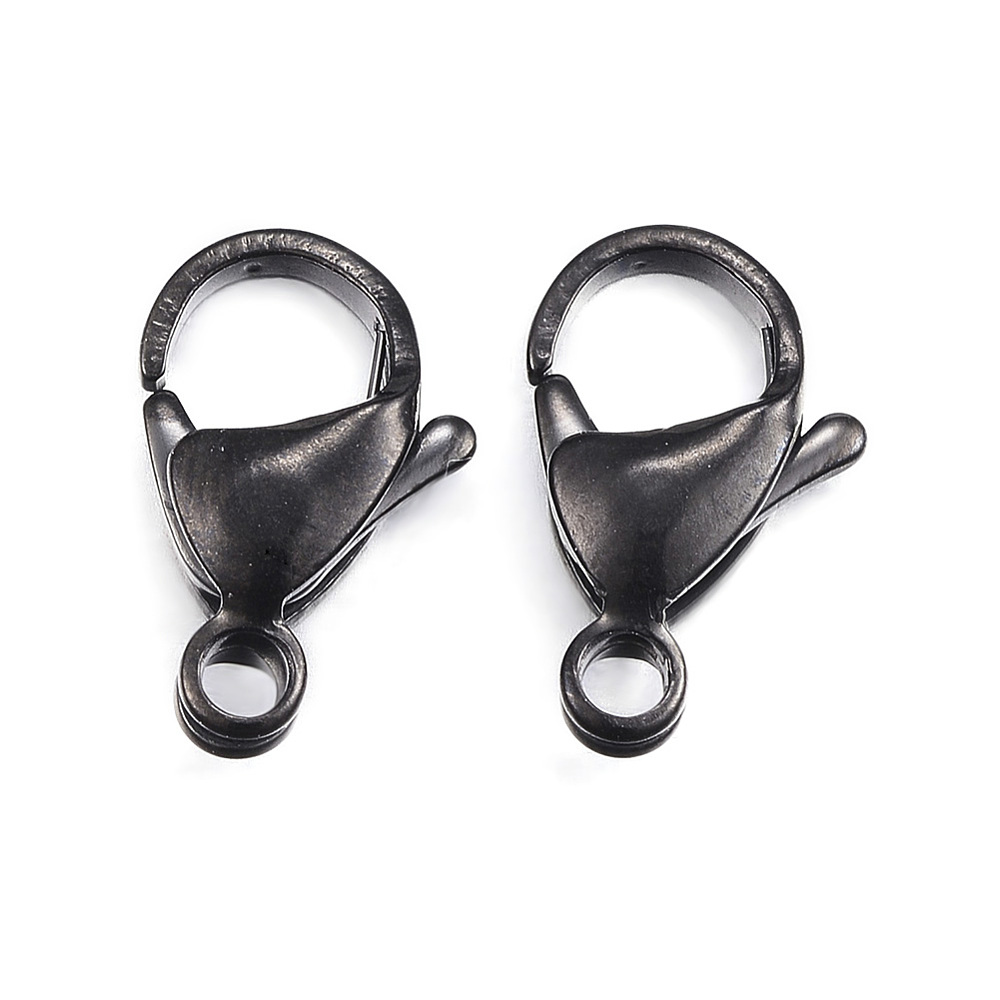 PandaHall 304 Stainless Steel Lobster Claw Clasps, Gunmetal, 15x9x4mm, Hole: 2mm Stainless Steel Others