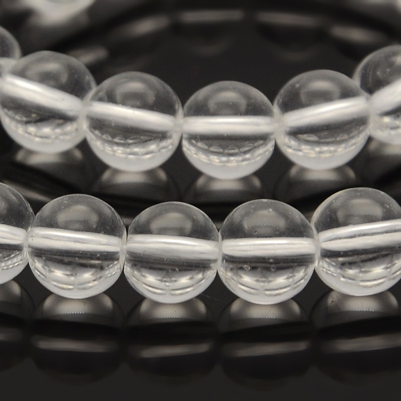 PandaHall Round Glass Beads Strands, Clear, 8mm, Hole: 0.8mm; about 54pcs/strand, 15.7" Glass Round Clear