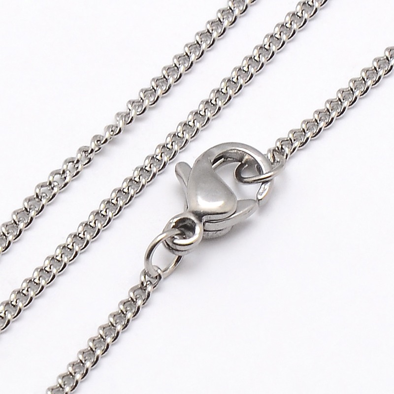 PandaHall Trendy Unisex 304 Stainless Steel Twisted Chain Necklaces, with Lobster Clasps, Stainless Steel Color, 17.7"(44.9cm), 1.5x1mm...