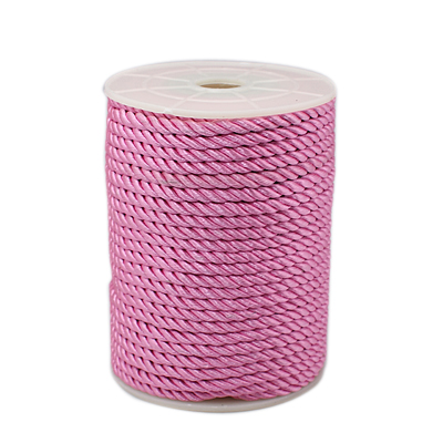 PandaHall Twisted Nylon Thread, PearlPink, 5mm, about 18~19yards/roll(16.4m~17.3m/roll) Nylon Pink