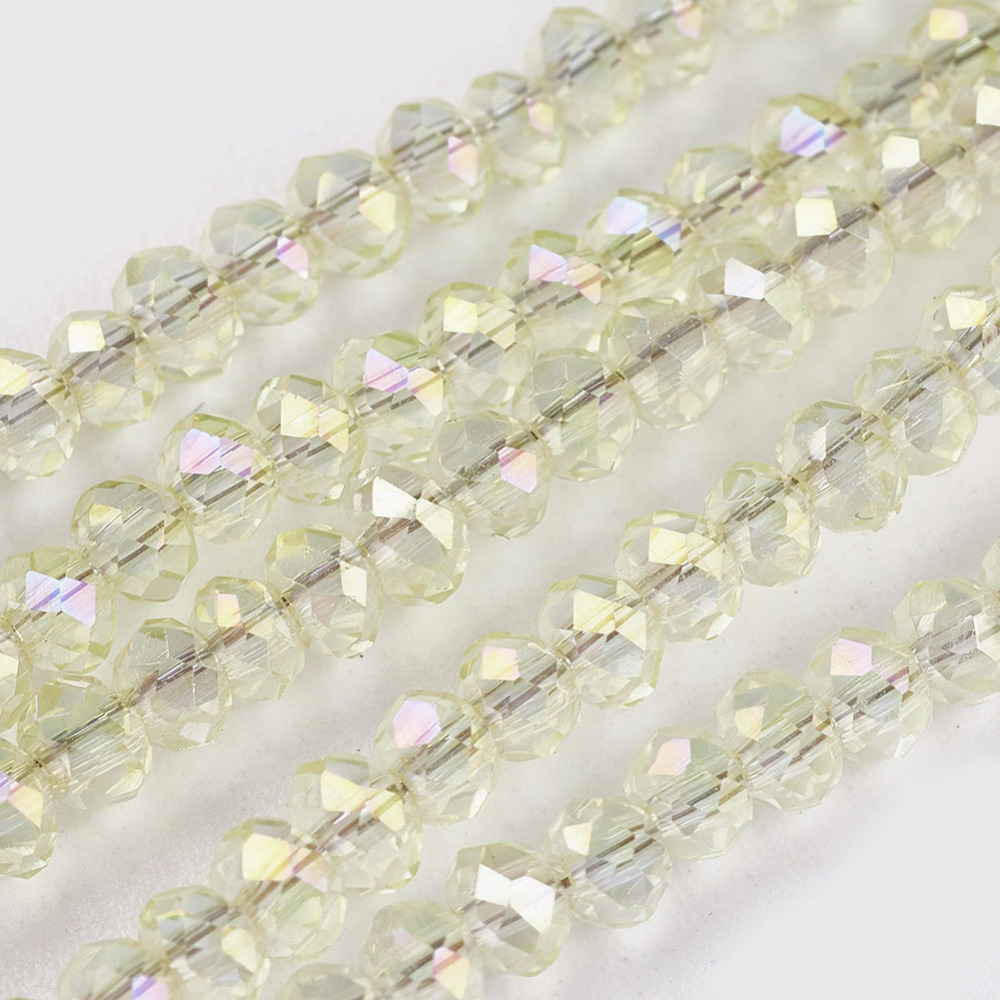PandaHall 1 Strand Faceted Electroplate Glass Rondelle Bead Strands, Rainbow Plated, Beige, 2.5x2mm, Hole: 1mm; about 200pcs/strands, 17.5"...