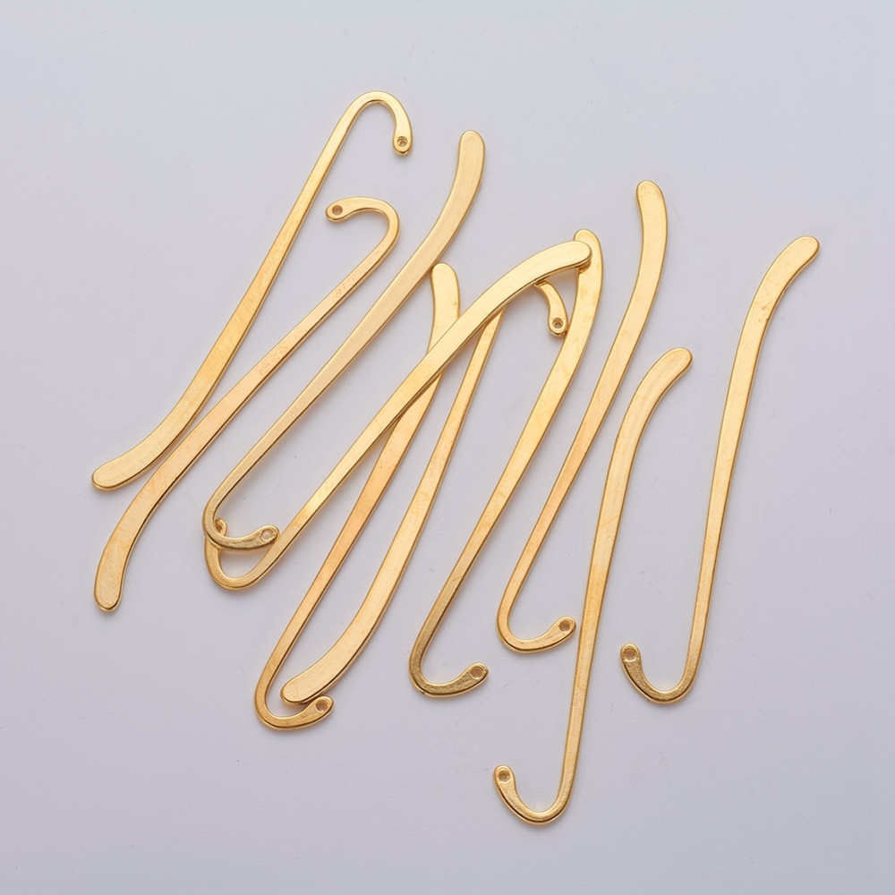 PandaHall Tibetan Silver Alloy Bookmarks, Golden, Cadmium Free & Lead Free, 85x13.5mm, Hole: 1.5mm Alloy