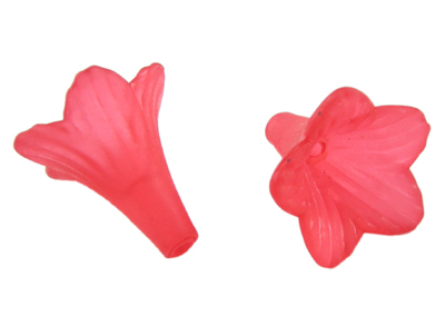 PandaHall Frosted Flower Acrylic Beads, Red, about 21mm long, 23mm wide, hole: 1.5mm Acrylic Flower Red
