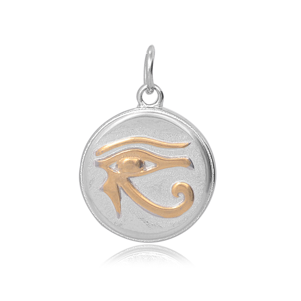 PandaHall 316 Stainless Steel Pendants, Flat Round, with the Eye of Horus, Golden & Stainless Steel Color, 23x19x2.5mm, Hole: 5mm Stainless...