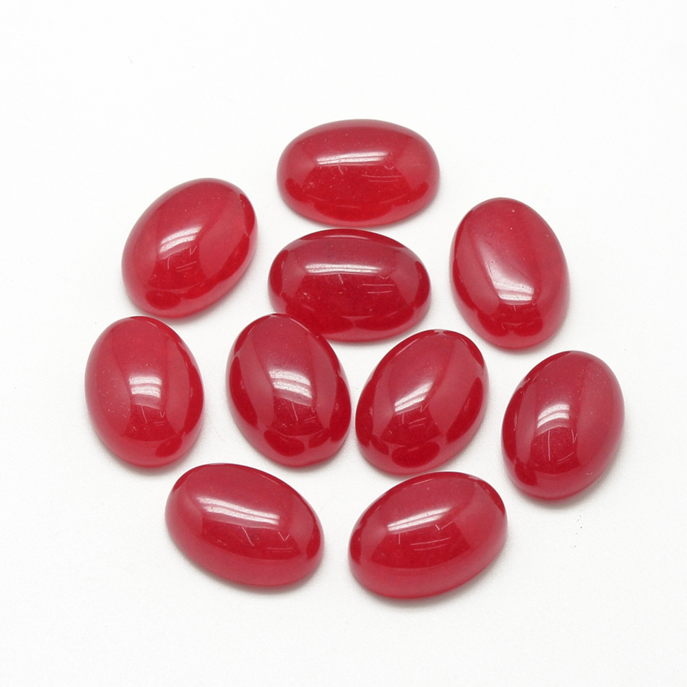 PandaHall Natural White Jade Cabochons, Dyed, Oval, Crimson, 18x13x5mm White Jade Oval Pink