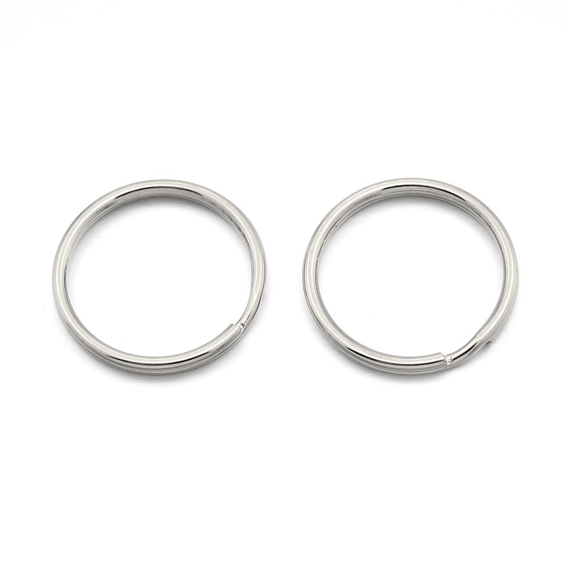 PandaHall Original Color 304 Stainless Steel Split Key Ring Clasps for Keychain Making, Stainless Steel Color, 25x1.5mm Stainless Steel Ring