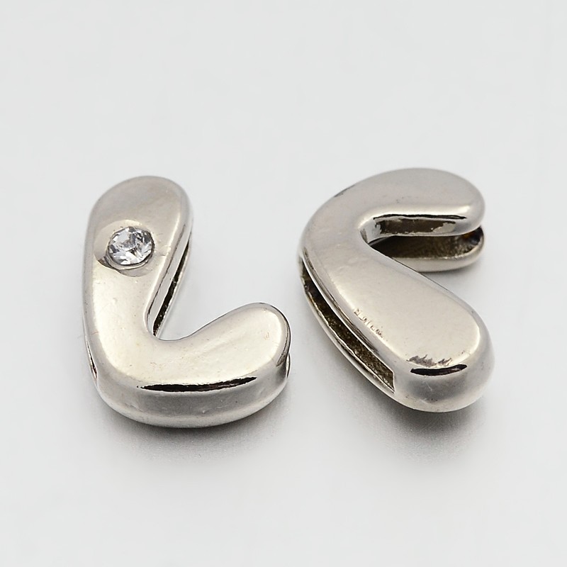 PandaHall Letter Slider Beads for Watch Band Bracelet Making, Platinum Tone Alloy Crystal Rhinestone Slide Charms, Cadmium Free & Nickel...