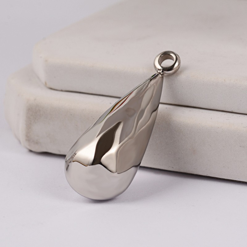 PandaHall 304 Stainless Steel Drop Pendants, Stainless Steel Color, 33x12x12mm, Hole: 3mm Stainless Steel Drop