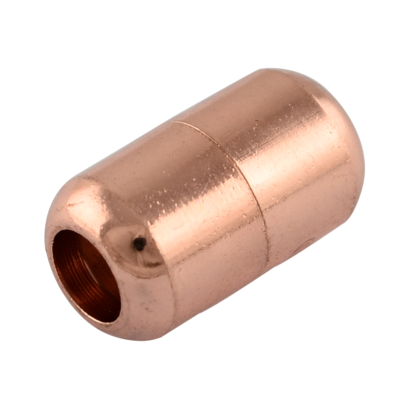 PandaHall Column Brass Magnetic Clasps, Rose Gold, 16x9mm, Hole: 5mm Brass Column