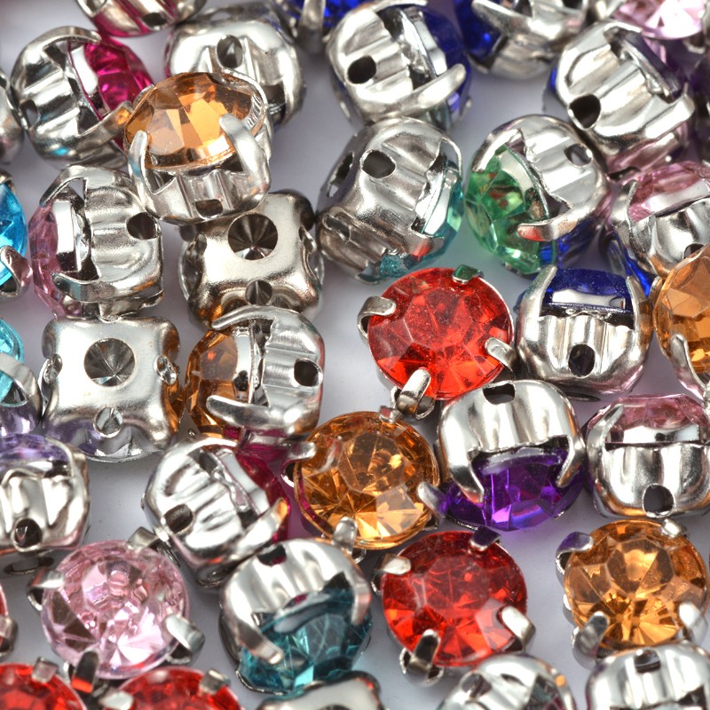 PandaHall Mixed Sew on Rhinestone, Acrylic Rhinestone, with Brass Prong Settings, Garments Accessoriess, 6x6x5mm, Hole: 1~1.5mm Acrylic...