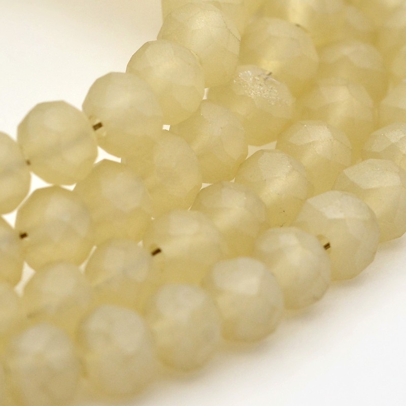 PandaHall Pearl Luster Plated Faceted Rondelle Glass Beads Strands, Frosted, PaleGoldenrod, 4x3mm, Hole: 1mm; about 146pcs/strand, 18.8"...