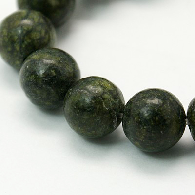 PandaHall Gemstone Beads Strands, Natural Serpentine/Green Lace Stone, Round, DarkGreen, about 4mm in diameter, hole: 0.8mm; about...
