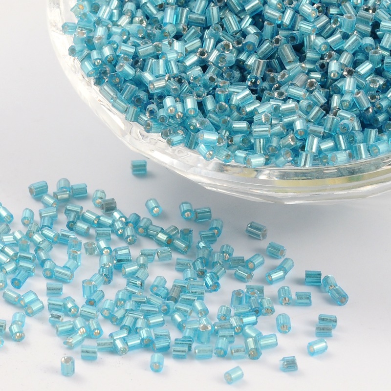 PandaHall 11/0 Glass seed beads, 2cut, Silver Lined Round Hole, Blue, Size: about 2.2mm in diameter; about 4500pcs/50g Glass Blue