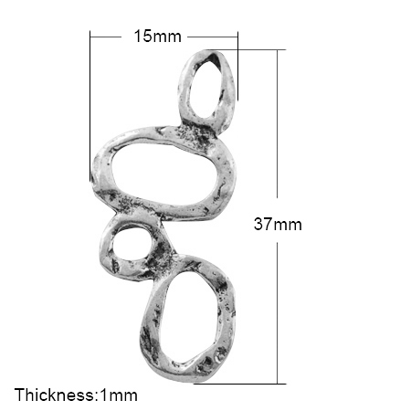 PandaHall Bubble Tibetan Style Chandelier Components Links, Lead Free, Antique Silver, 35x15x1mm Alloy Others
