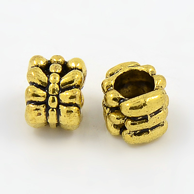 PandaHall Tibetan Style European Beads, Large Hole Beads, Antique Golden Color, Lead Free & Cadmium Free, Column, Size: about 7.5mm wide...