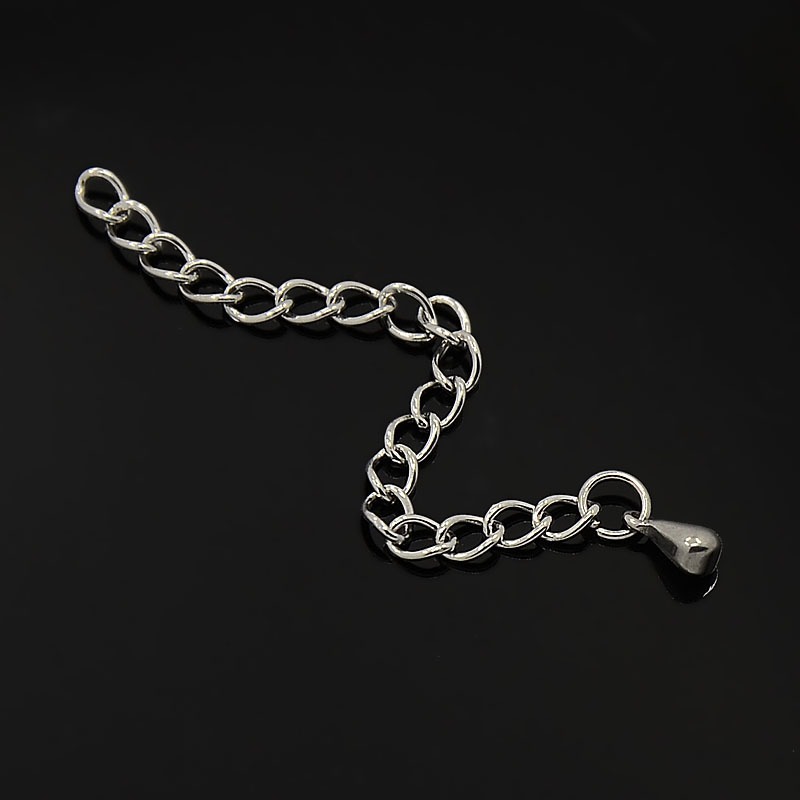 PandaHall Stainless Steel End with Extender Chain, Drop Charms, Stainless Steel Color, 59x3mm, Hole: 2mm Stainless Steel