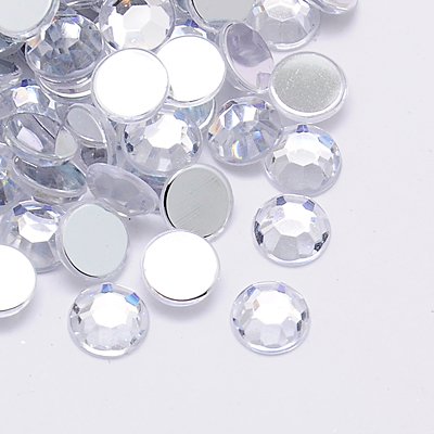 PandaHall Imitation Taiwan Acrylic Rhinestone Cabochons, Faceted, Half Round, Clear, 3x1mm; about 10000pcs/bag Acrylic Rhinestone Half Round...