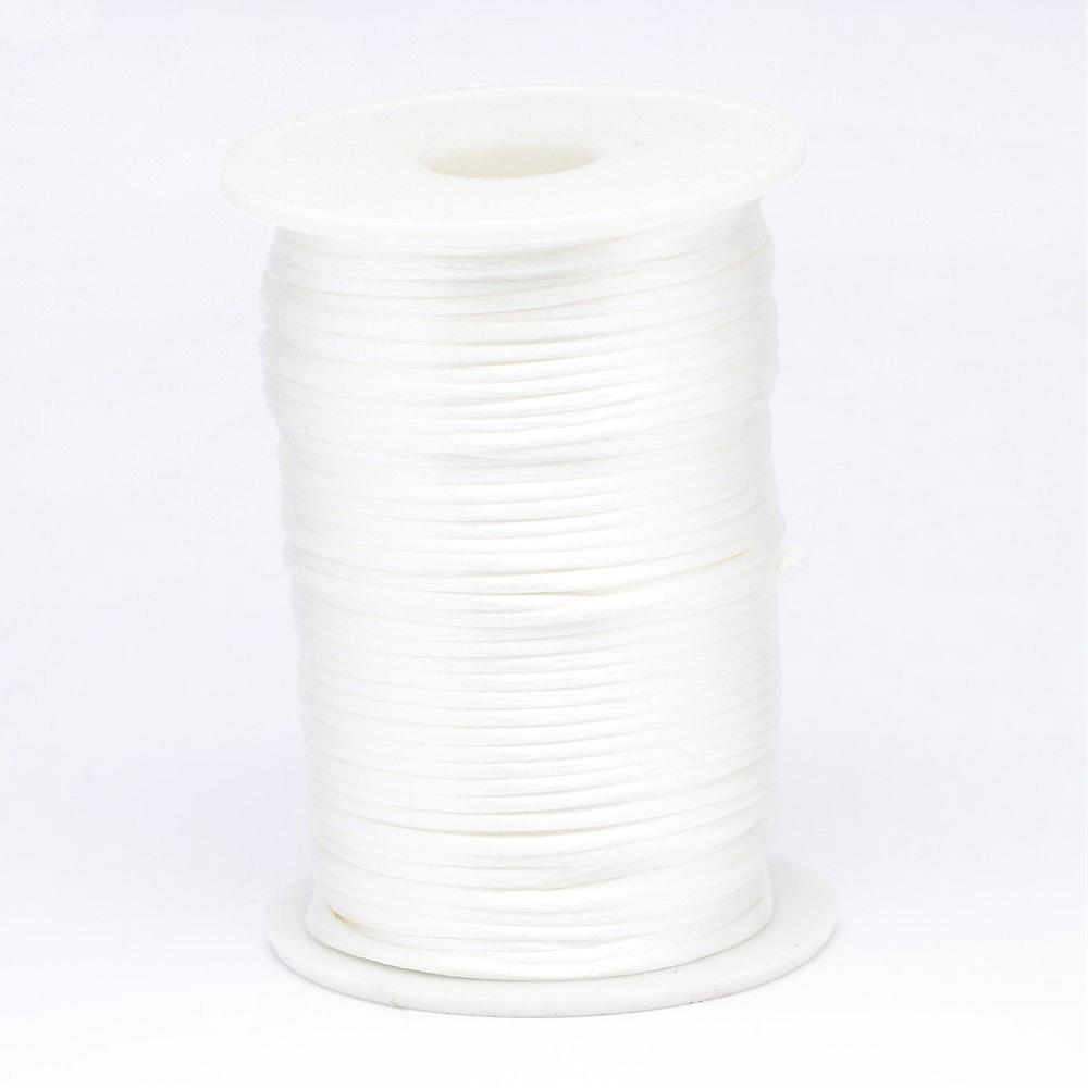 PandaHall Polyester Cord, White, 2mm; about 100yard/roll Polyester White
