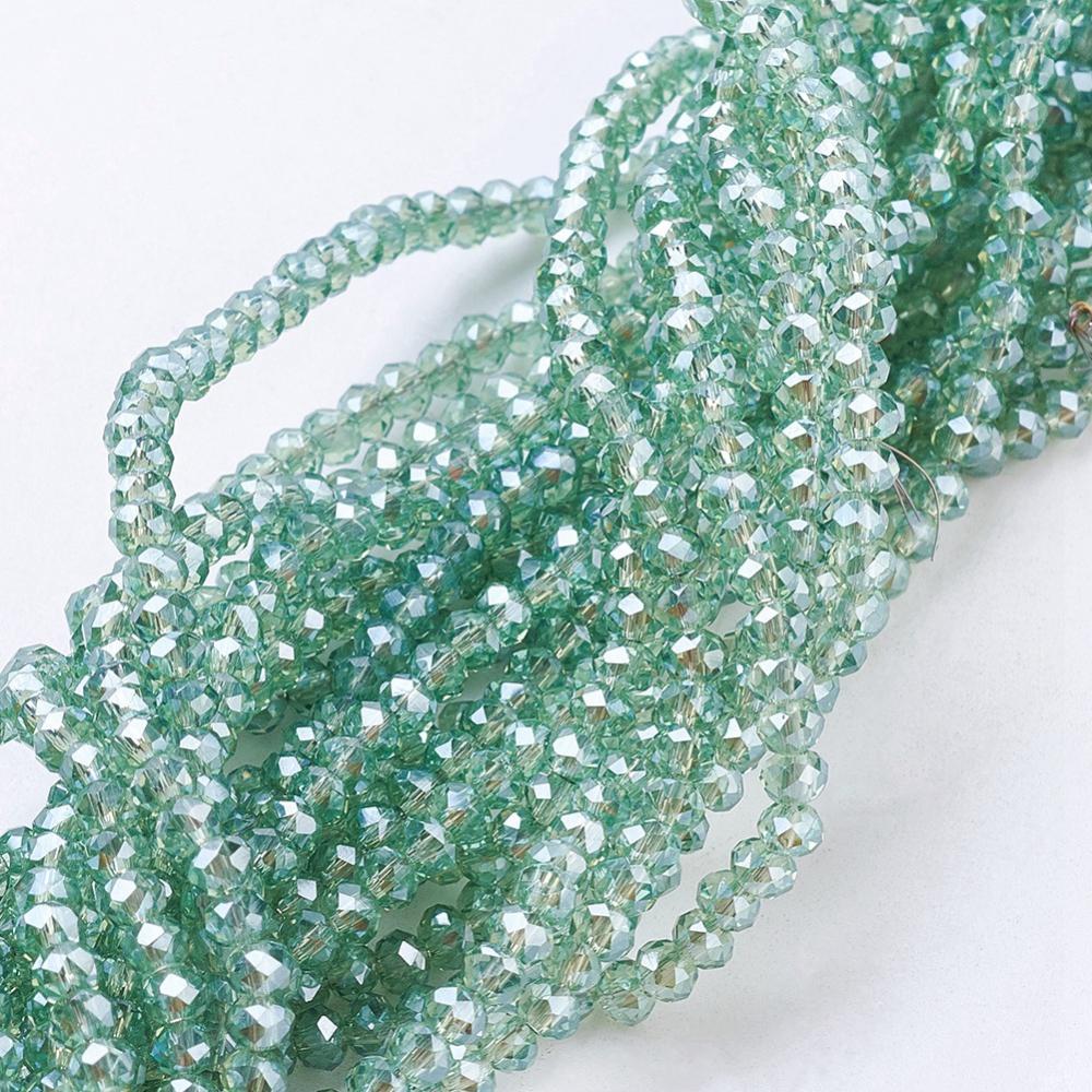 PandaHall Electroplate Glass Beads Strands, Full Rainbow Plated, Faceted, Rondelle, MediumAquamarine, 2.5x2mm, Hole: 1mm; about...
