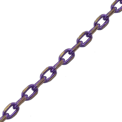 PandaHall Brass Handmade Chains,  Spray-Painted,  Purple,  about 1.5mm wide,  3mm long,  0.5mm thick Brass