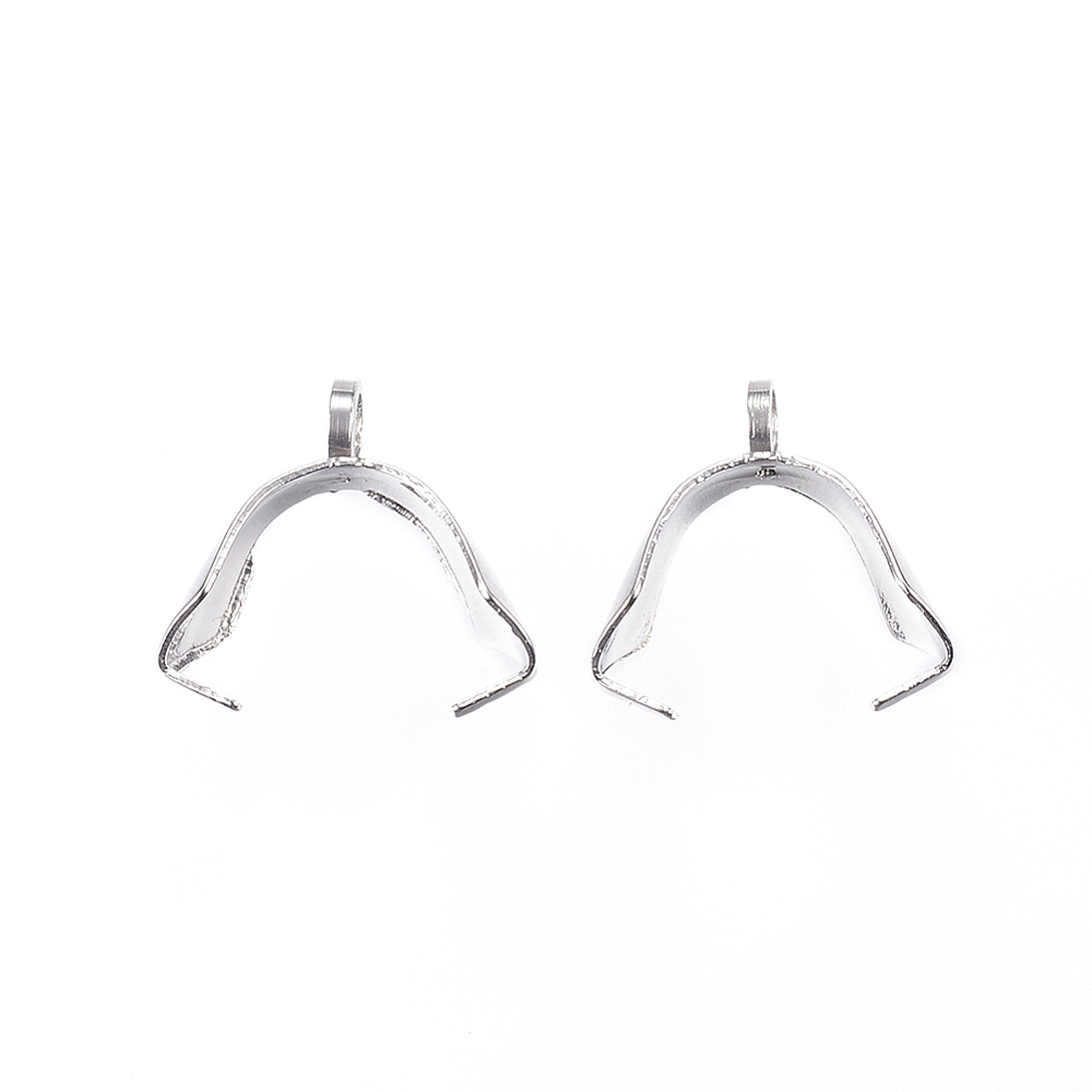 PandaHall 304 Stainless Steel Ice Pick & Pinch Bails, Stainless Steel Color, 13x14x5mm, Hole: 2.5mm Stainless Steel