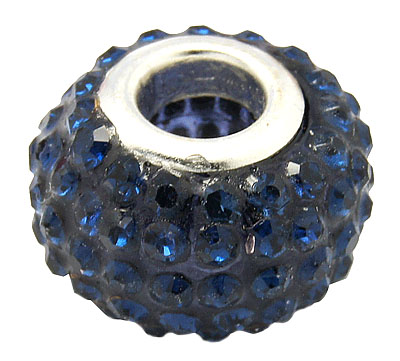 PandaHall Grade A Rhinestone European Beads, Large Hole Beads, Resin, with Silver Color Brass Core, Rondelle, Montana, 12x8mm, Hole: 4mm...