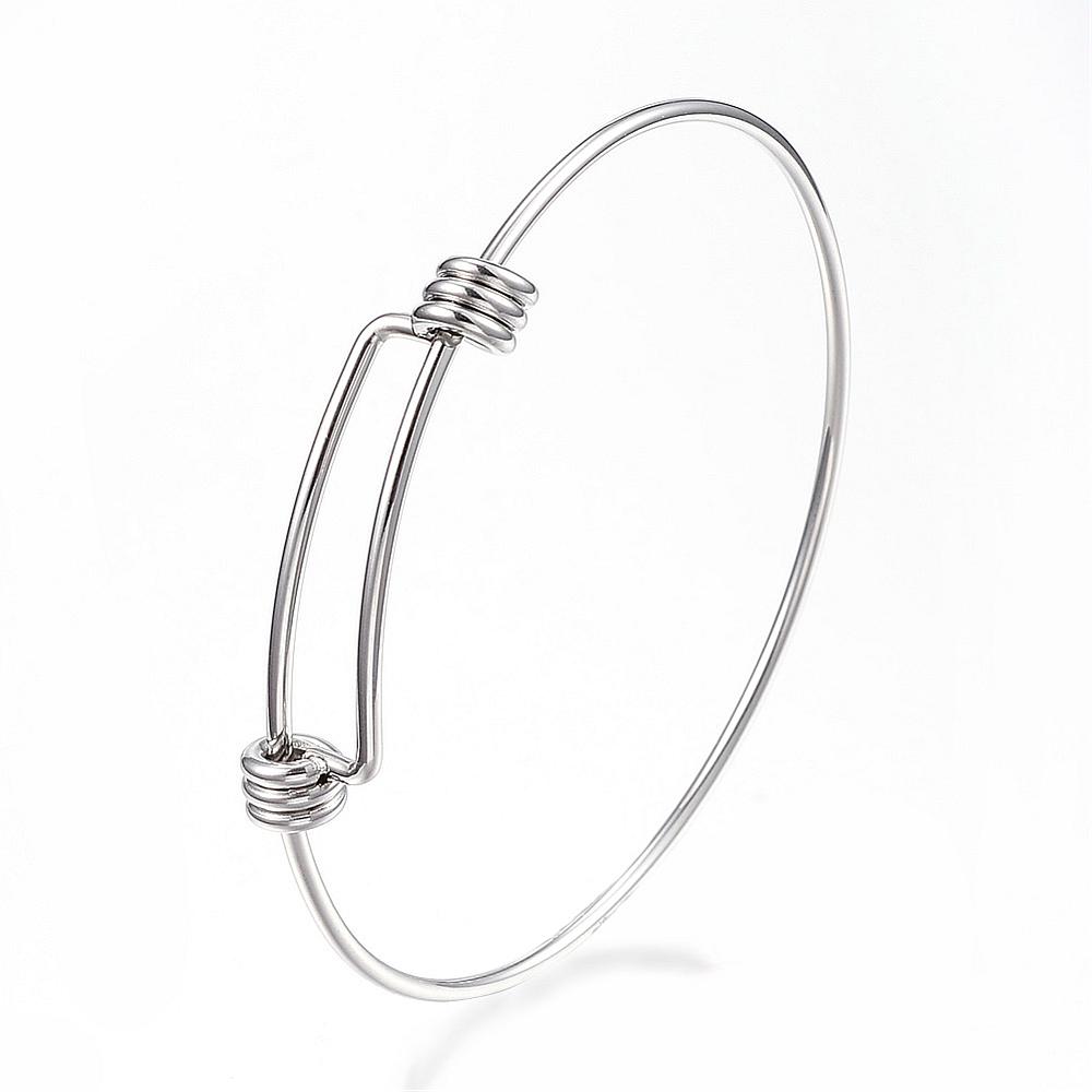 PandaHall 304 Stainless Steel Bangle Makings, Stainless Steel Color, 2-1/4"(56mm)~2-1/2"(64mm) Stainless Steel