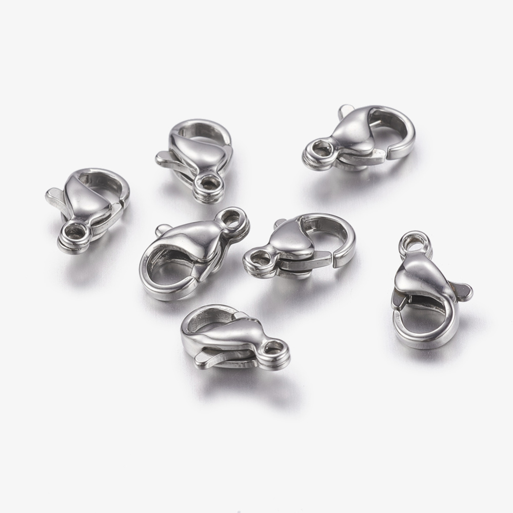 PandaHall 304 Stainless Steel Lobster Claw Clasps, Stainless Steel Color, 10x6mm, Hole: 1.5mm Stainless Steel Others