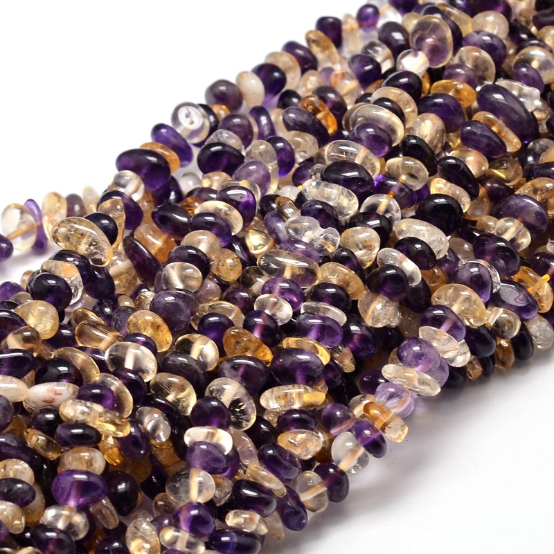 PandaHall Natural Ametrine Chip Beads Strands, 4~14x4~12mm, Hole: 1mm; about 15.3"~16.1" Ametrine Chip
