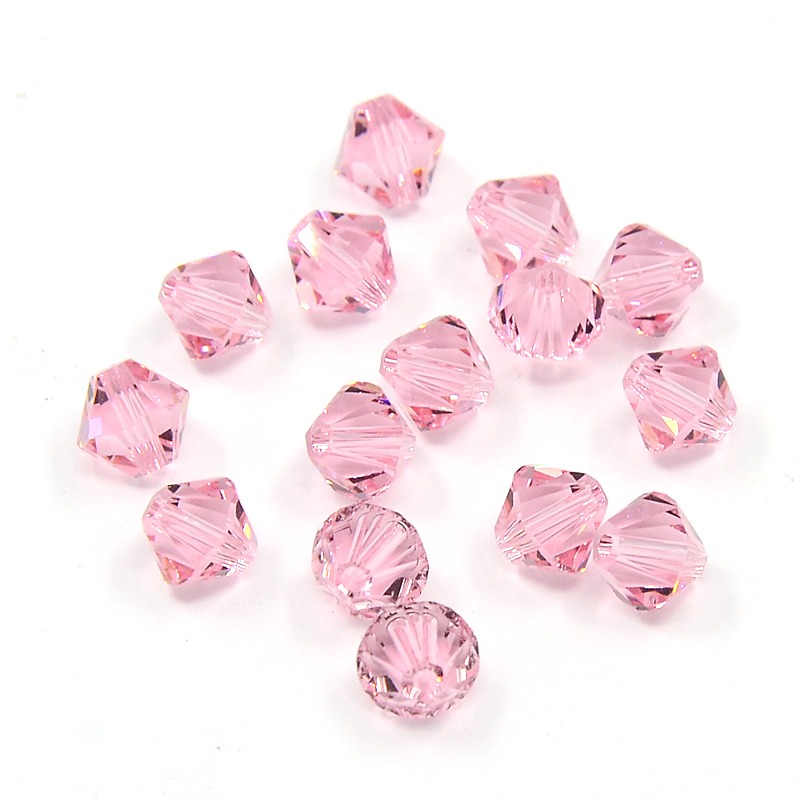 PandaHall Austrian Crystal Beads Loose Beads, 6mm Lt.Rose 5301 Bicone, Size: about 6mm long, 6mm wide, Hole: 1mm