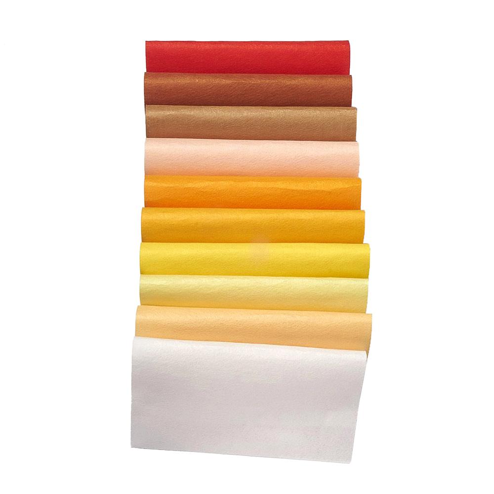 PandaHall Non Woven Fabric Embroidery Needle Felt for DIY Crafts, Square, Gradual Yellow Color, 298~300x298~300x1mm; 10pcs/set Cloth...