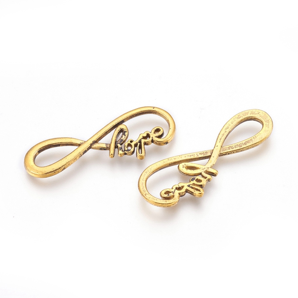 PandaHall Antique Golden Tibetan Style Alloy Infinity with Hope Links, Lead Free, 15x39x2mm Alloy Infinity