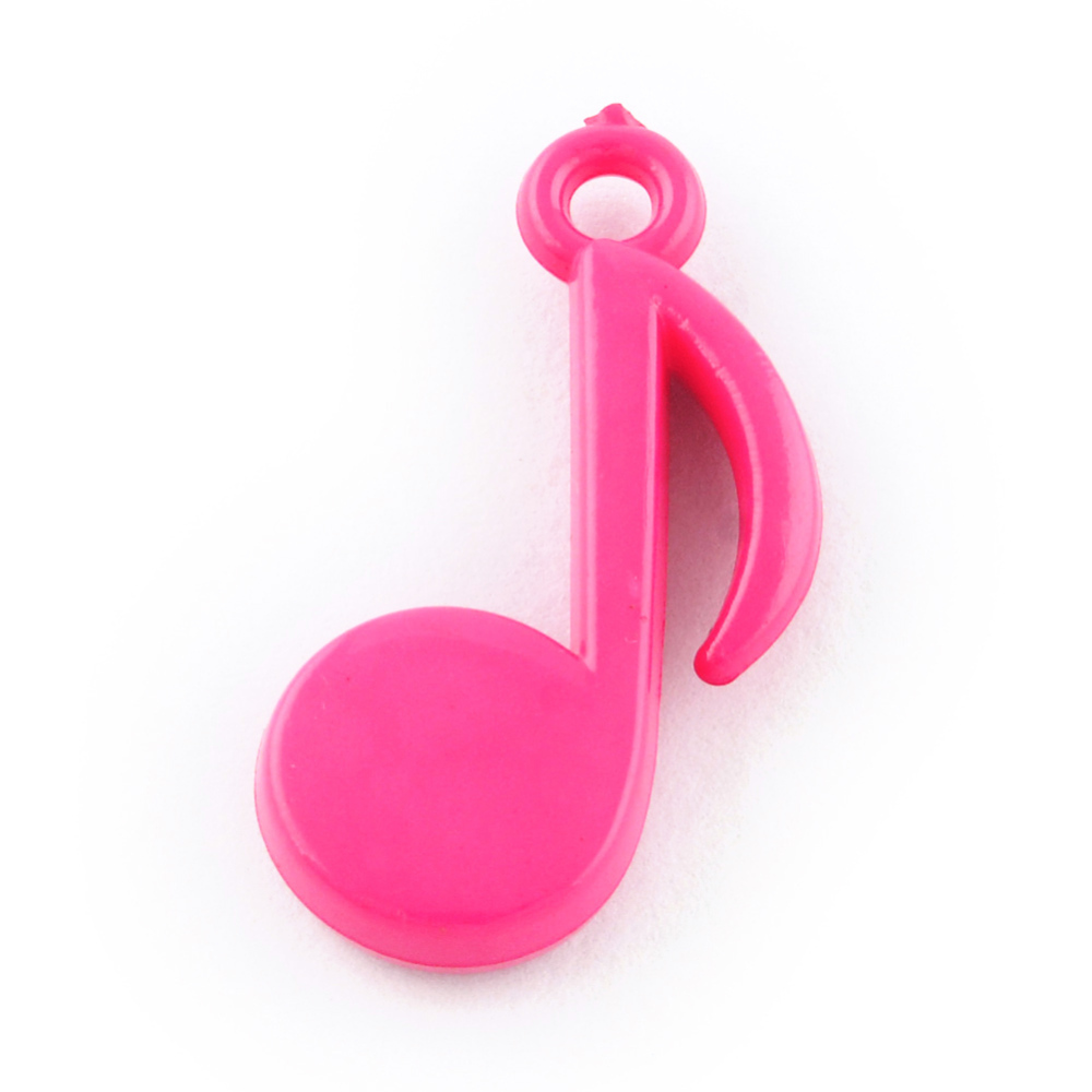 PandaHall Opaque Acrylic Pendants, Musical Note, DeepPink, 27x15x4.5mm, Hole: 2.5mm Acrylic Musical Note Pink