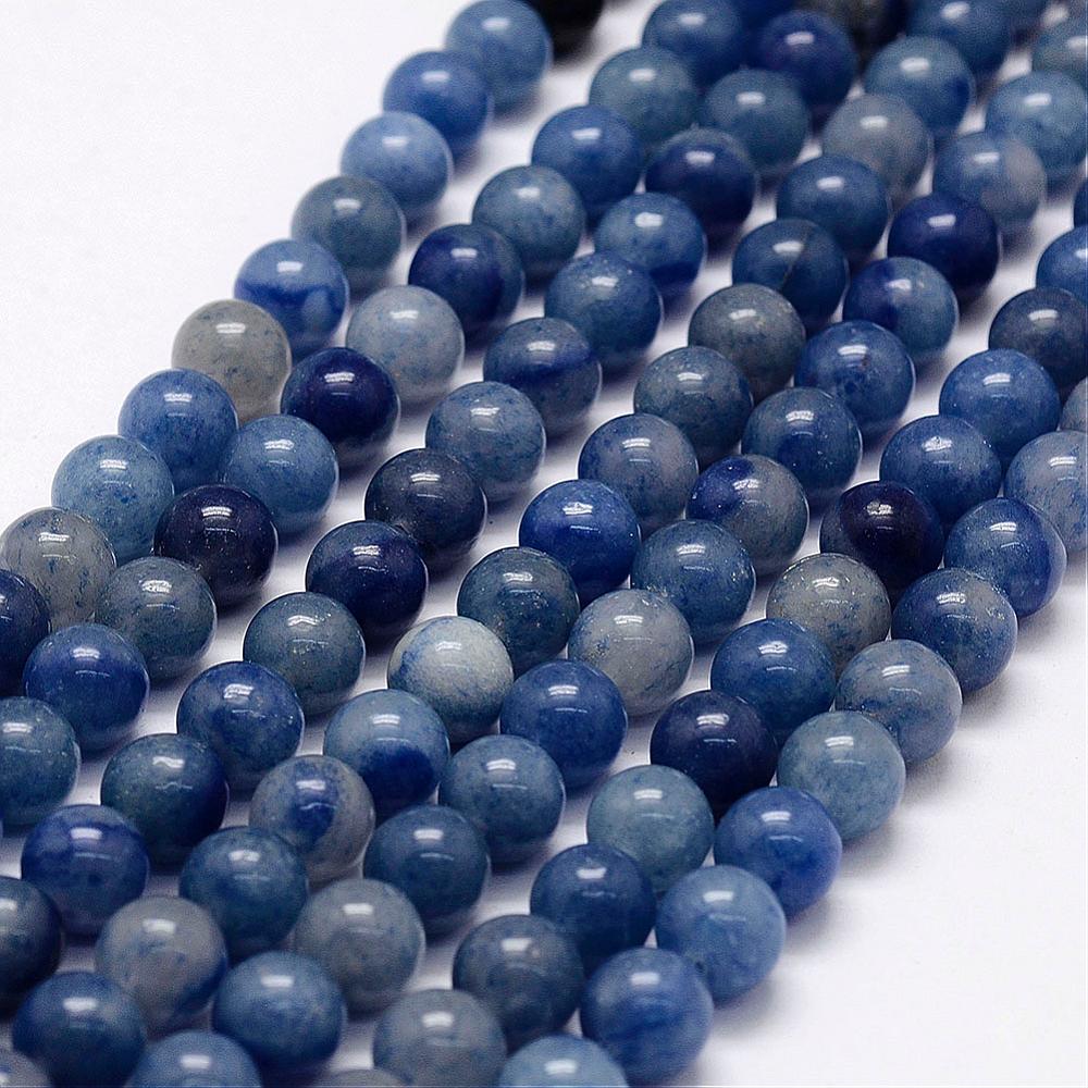 PandaHall Natural Blue Aventurine Beads Strands, Round, 8mm, Hole: 1mm; about 48pcs/strand, 15.2" Blue Aventurine Round Blue