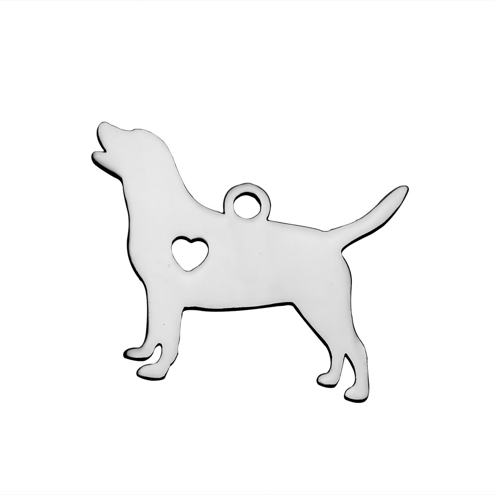 PandaHall 304 Stainless Steel Pendants, Dog, Stainless Steel Color, 16x20x1.1mm, Hole: 1.5mm Stainless Steel Dog