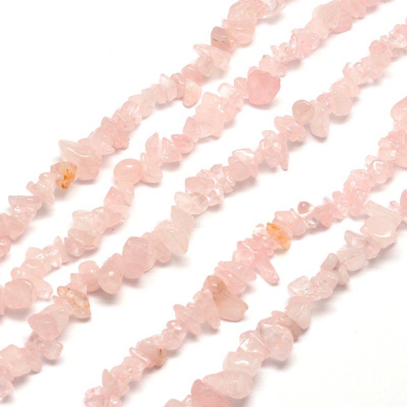 PandaHall Natural Rose Quartz Chip Bead Strands, 5~8x5~8mm, Hole: 1mm; about 31.5" Rose Quartz Chip