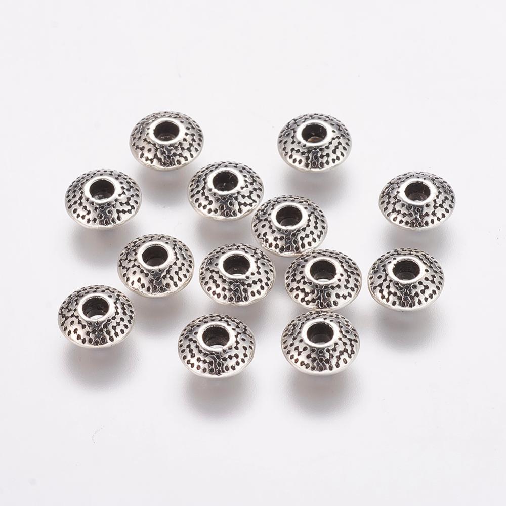 PandaHall Tibetan Silver Beads, Cadmium Free & Nickel Free & Lead Free, Rondelle, Antique Silver, 8x8x3.5mm, Hole: 2mm. Alloy Rondelle