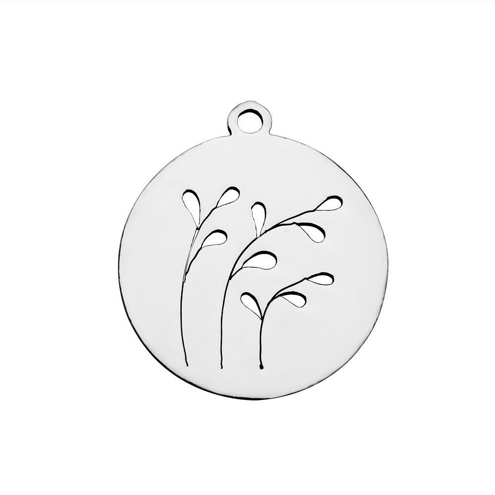 PandaHall 304 Stainless Steel Peandants, Flat Round, Stainless Steel Color, 20x18x1.1mm, Hole: 1.5mm Stainless Steel Flat Round