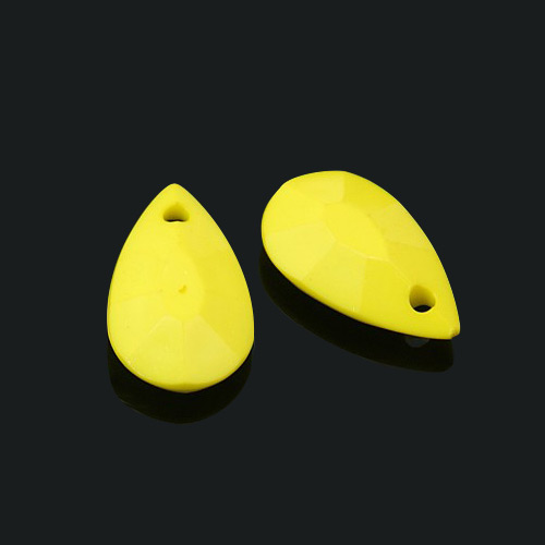 PandaHall Opaque Acrylic Pendants, Faceted, Drop, Yellow, 20x12x5mm, Hole: 2mm Acrylic Drop Yellow