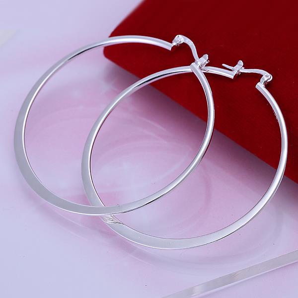 PandaHall Women Big Earrings Silver Plated Brass Hoop Earrings, 55mm Brass Silver