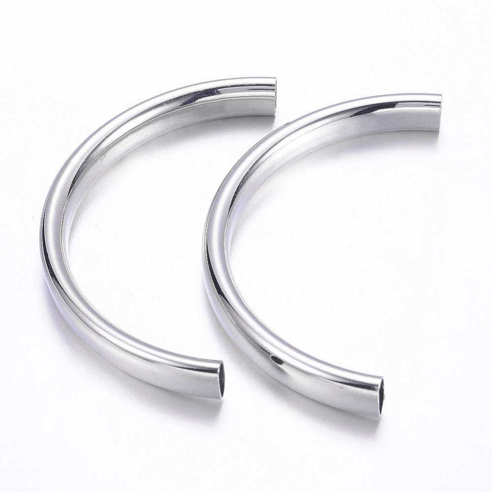 PandaHall Rack Platinum Plating Brass Tube Beads, 69x7x4mm, Hole: 4x6mm Brass Tube