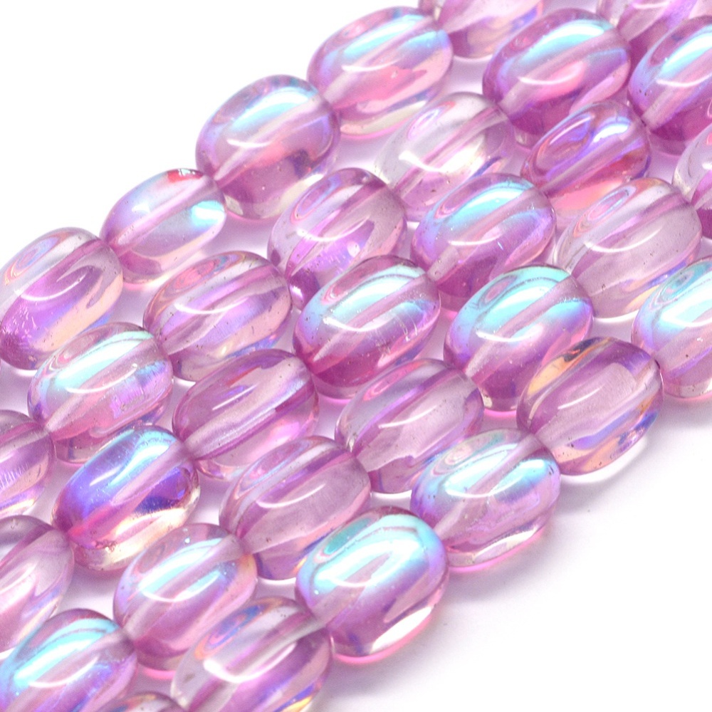 PandaHall Synthetic Moonstone Bead Strands, Cuboid, Violet, 13x8x8mm, Hole: 1mm; about 28pcs/strand, 15.15"(38.5cm) Moonstone Cuboid Purple