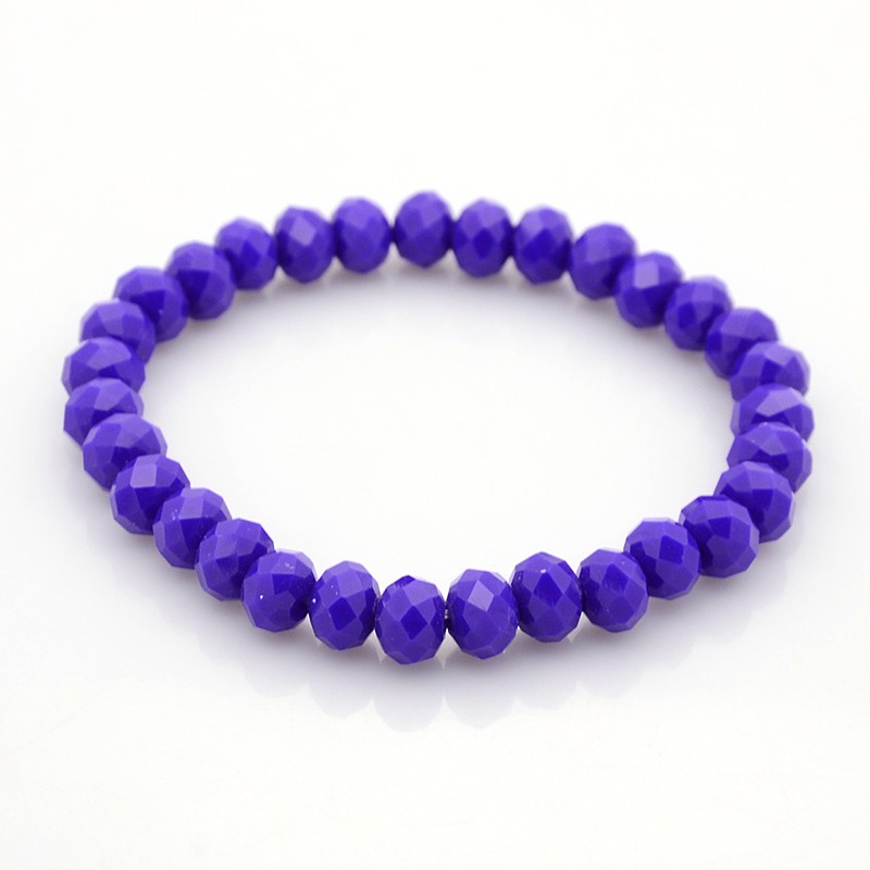 PandaHall Faceted Opaque Solid Color Crystal Glass Rondelle Beads Stretch Bracelets, Mauve, 68mm Glass Purple