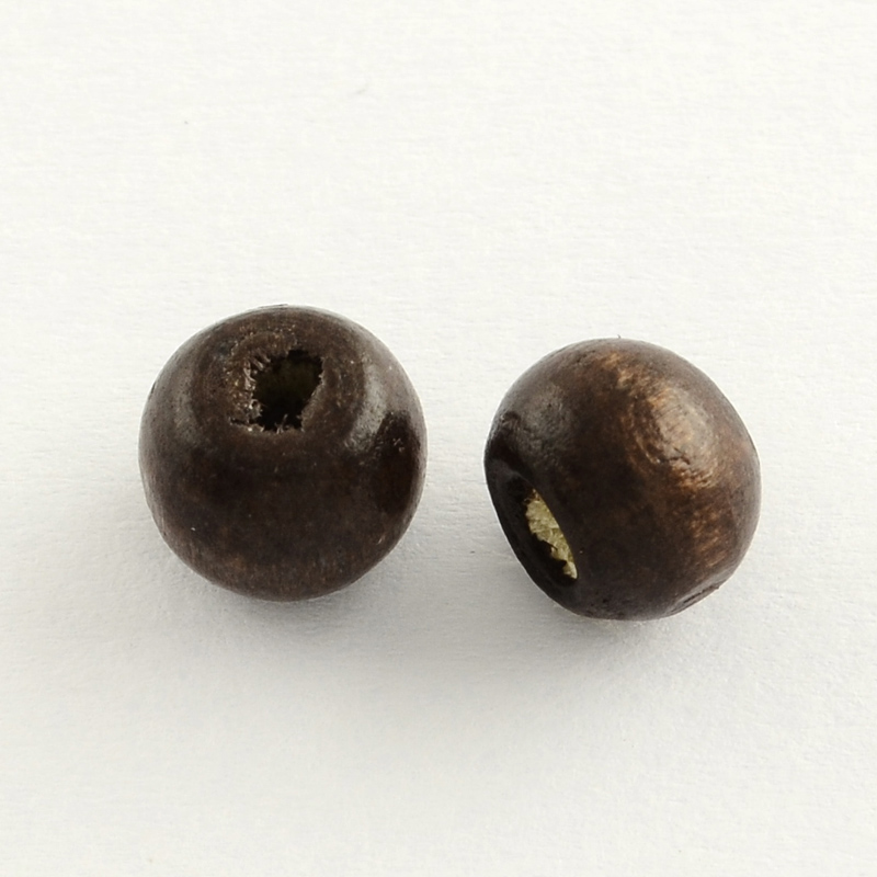 PandaHall Dyed Wood Beads, Round, Lead Free, CoconutBrown, 14x13mm, Hole: 4mm Wood Round Brown