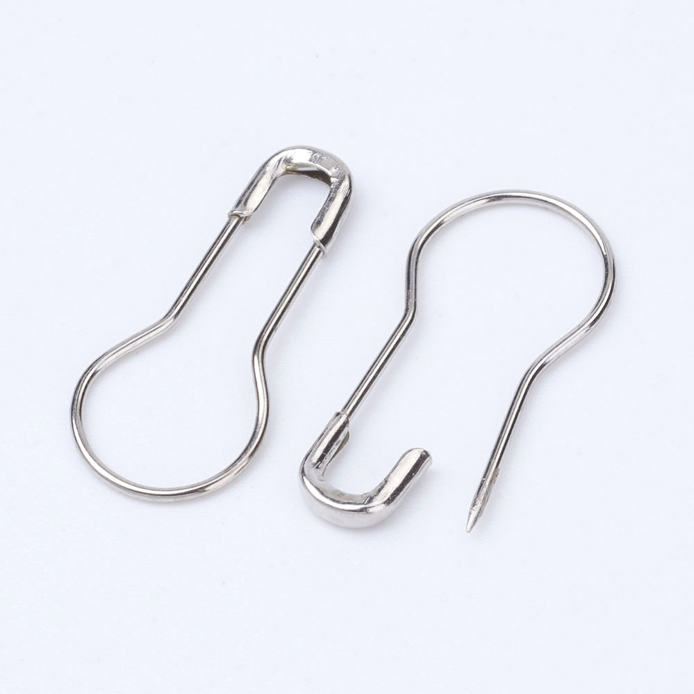 PandaHall Iron Calabash Pins, Knitting Stitch Marker, Platinum, 22x10x2mm; Pin: 0.7mm Iron White