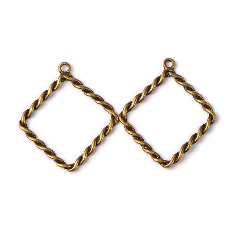 PandaHall Alloy Pendants, Lead Free and Cadmium Free, Rhombus, Antique Bronze, 35x32x2mm, Hole: 2mm Alloy Rhombus